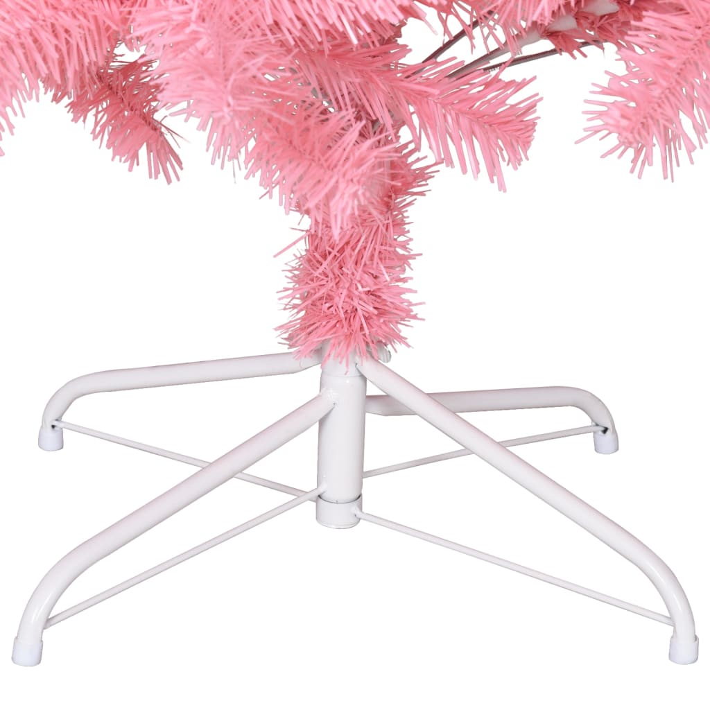 vidaXL Изкуствена коледна елха със стойка, розова, 180 см, PVC