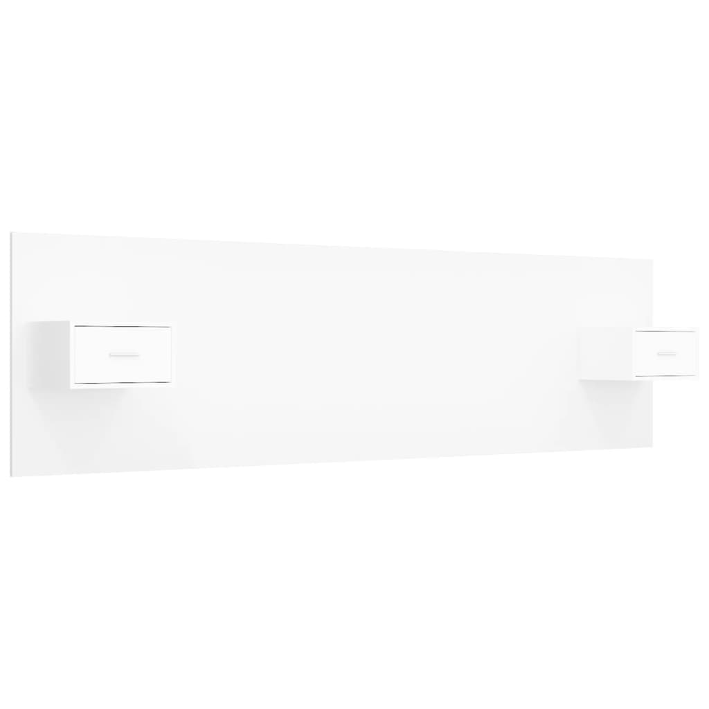 vidaXL Горна табла за легло с шкафчета, бяла, инженерно дърво