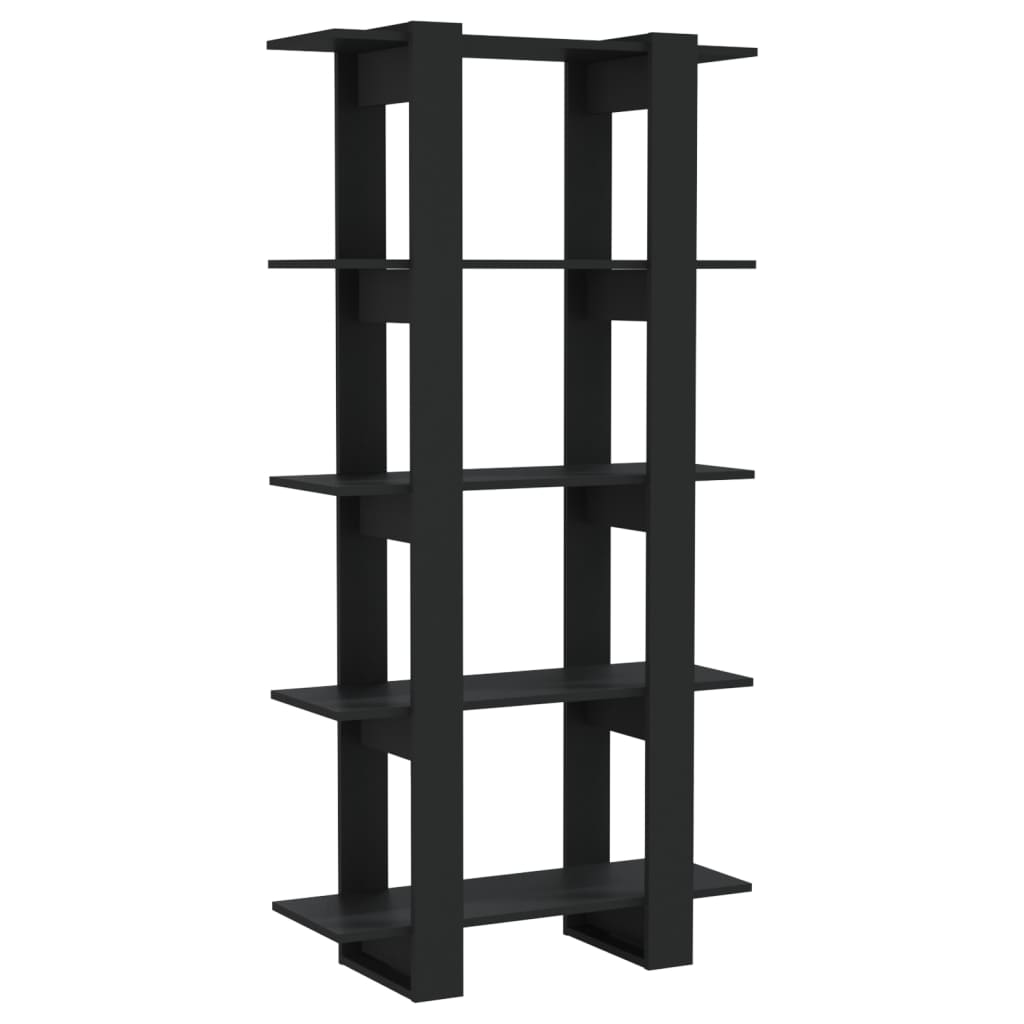 vidaXL Библиотека/разделител за стая, черна, 80x30x160 см, ПДЧ