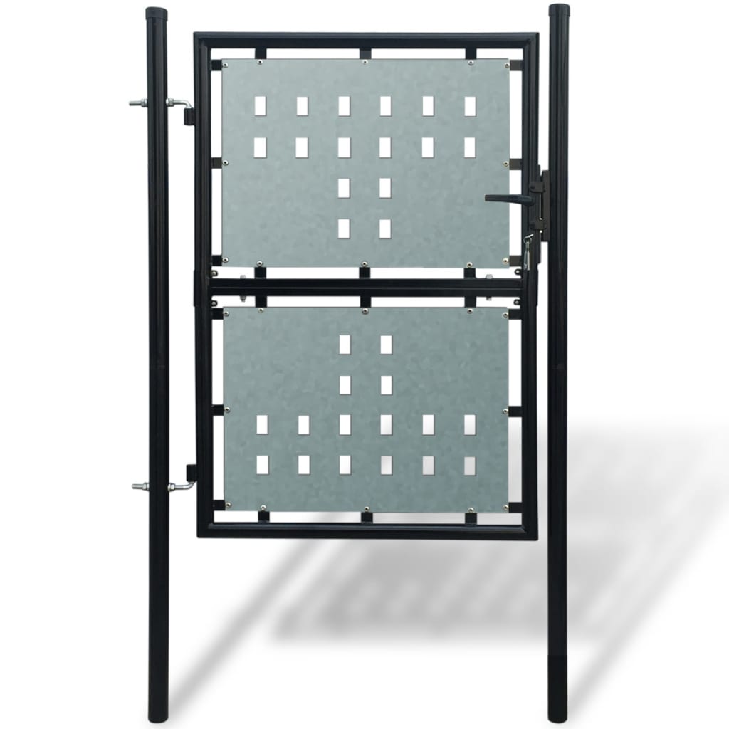 vidaXL Единична оградна врата, 100x225 см, черна