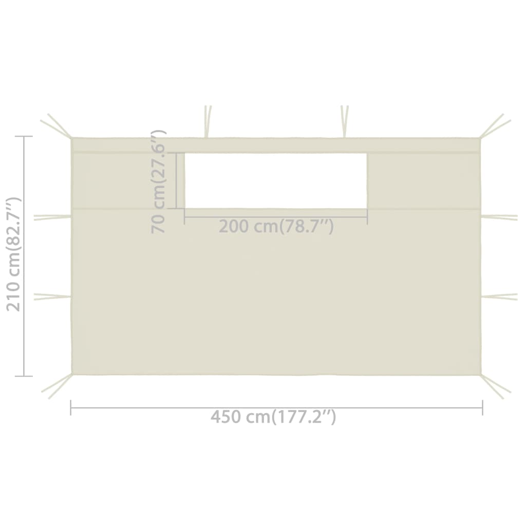 vidaXL Стени за шатри с прозорци 2 бр 4,5x2,1 м кремави 70 г/м²