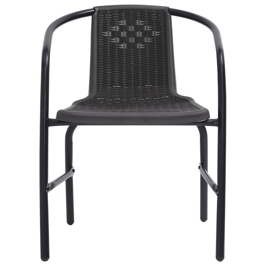 vidaXL Градински столове, 8 бр, пластмасов ратан и стомана, 110 кг