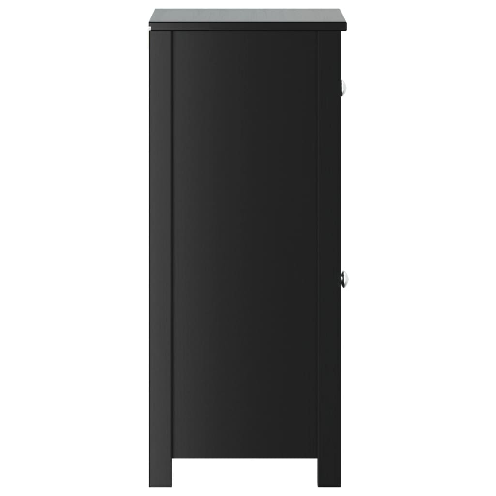 vidaXL Шкаф за баня "BERG", черен, 40x34x80 см, бор масив