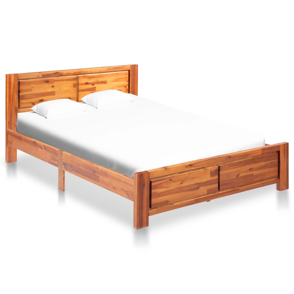 vidaXL Рамка за легло с 2 нощни шкафчета, акация масив, 140x200 cм