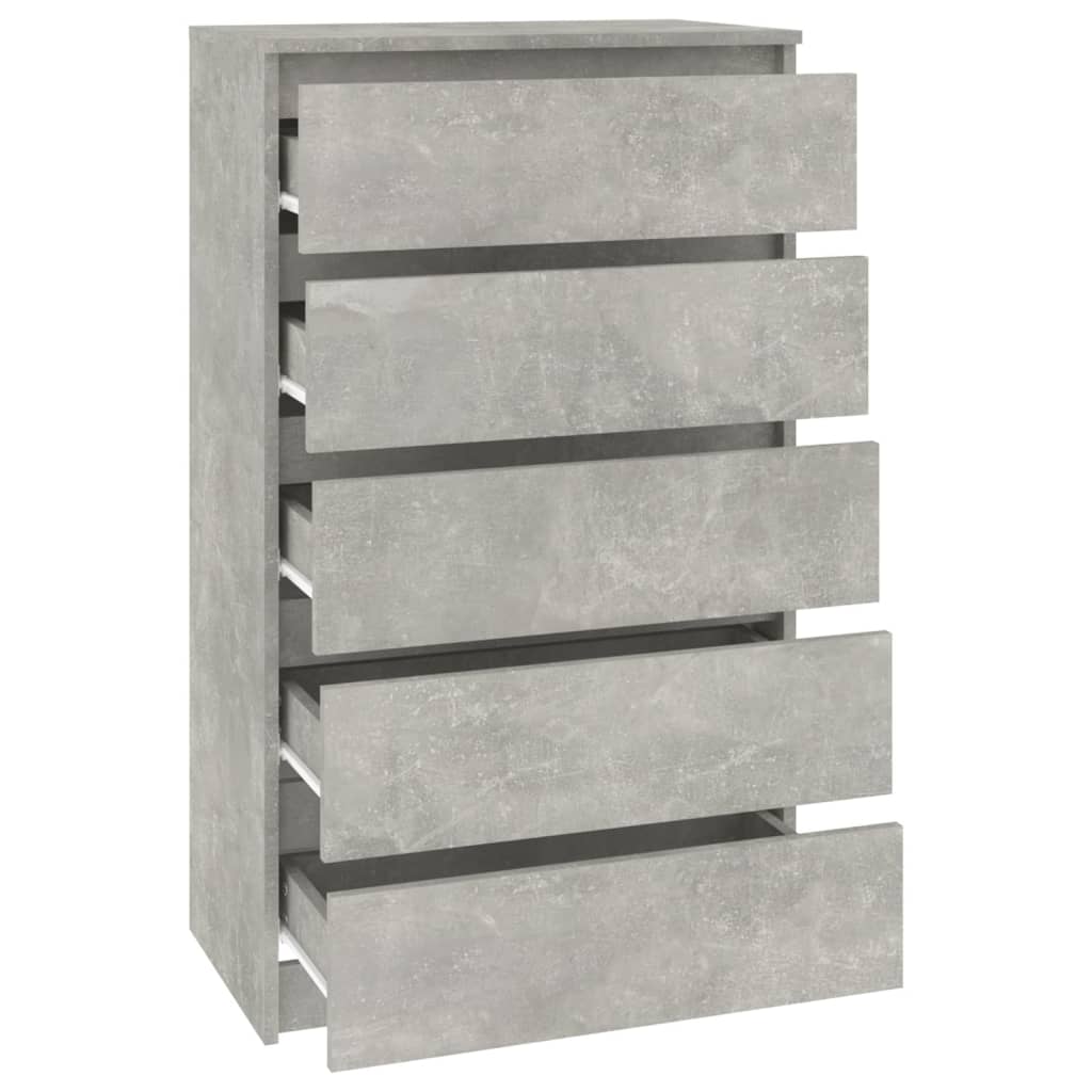 vidaXL Скрин с чекмеджета, бетонно сив, 60x36x103 см, инженерно дърво