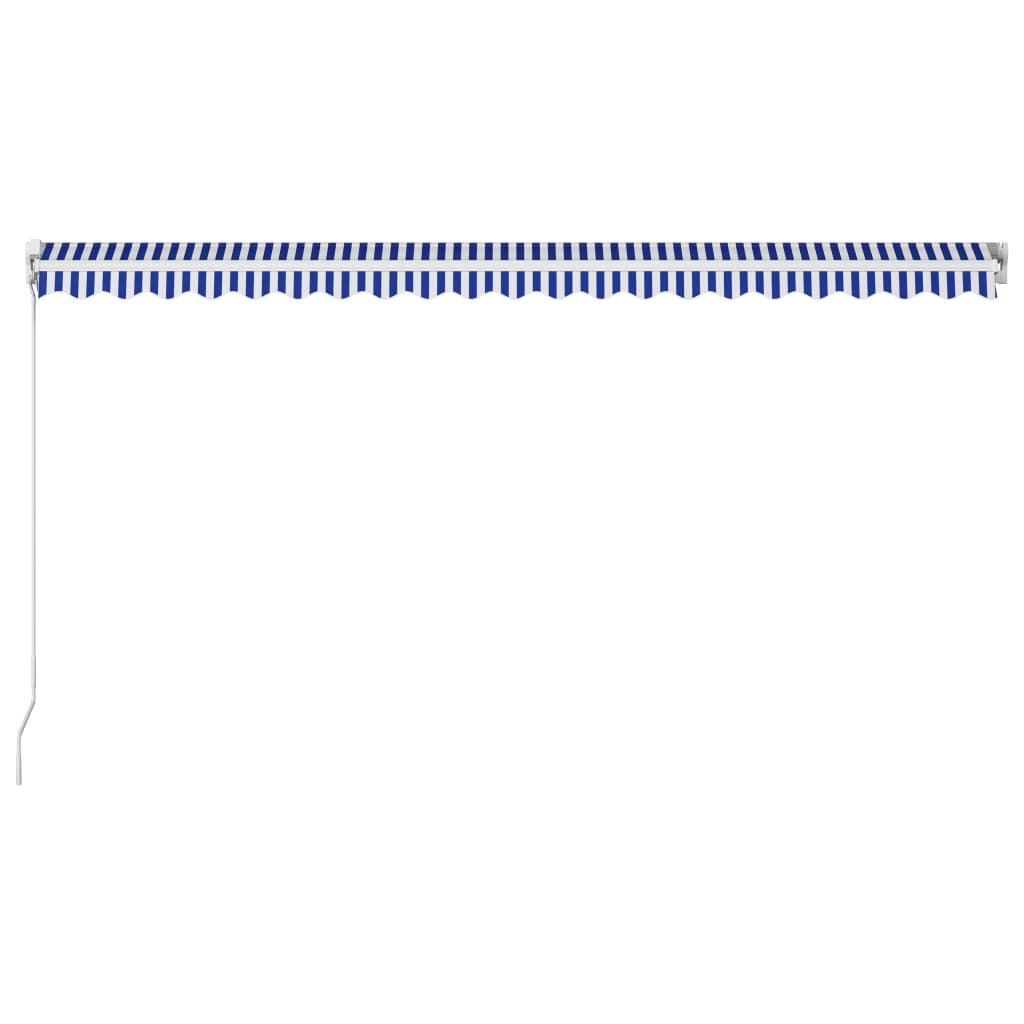 vidaXL Ръчно прибиращ се сенник, 500x300 см, синьо и бяло