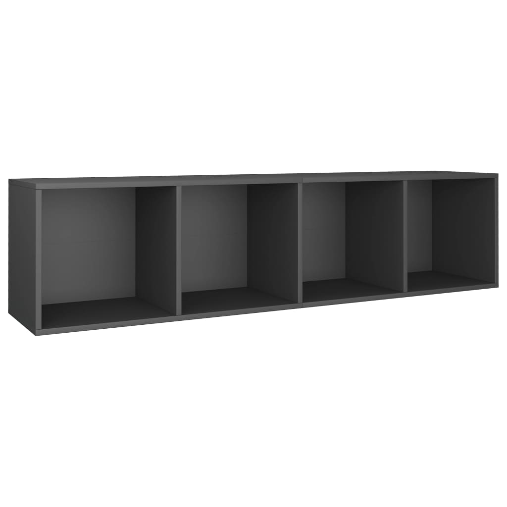 vidaXL Библиотека/ТВ шкаф, сива, 36x30x143 см, ПДЧ