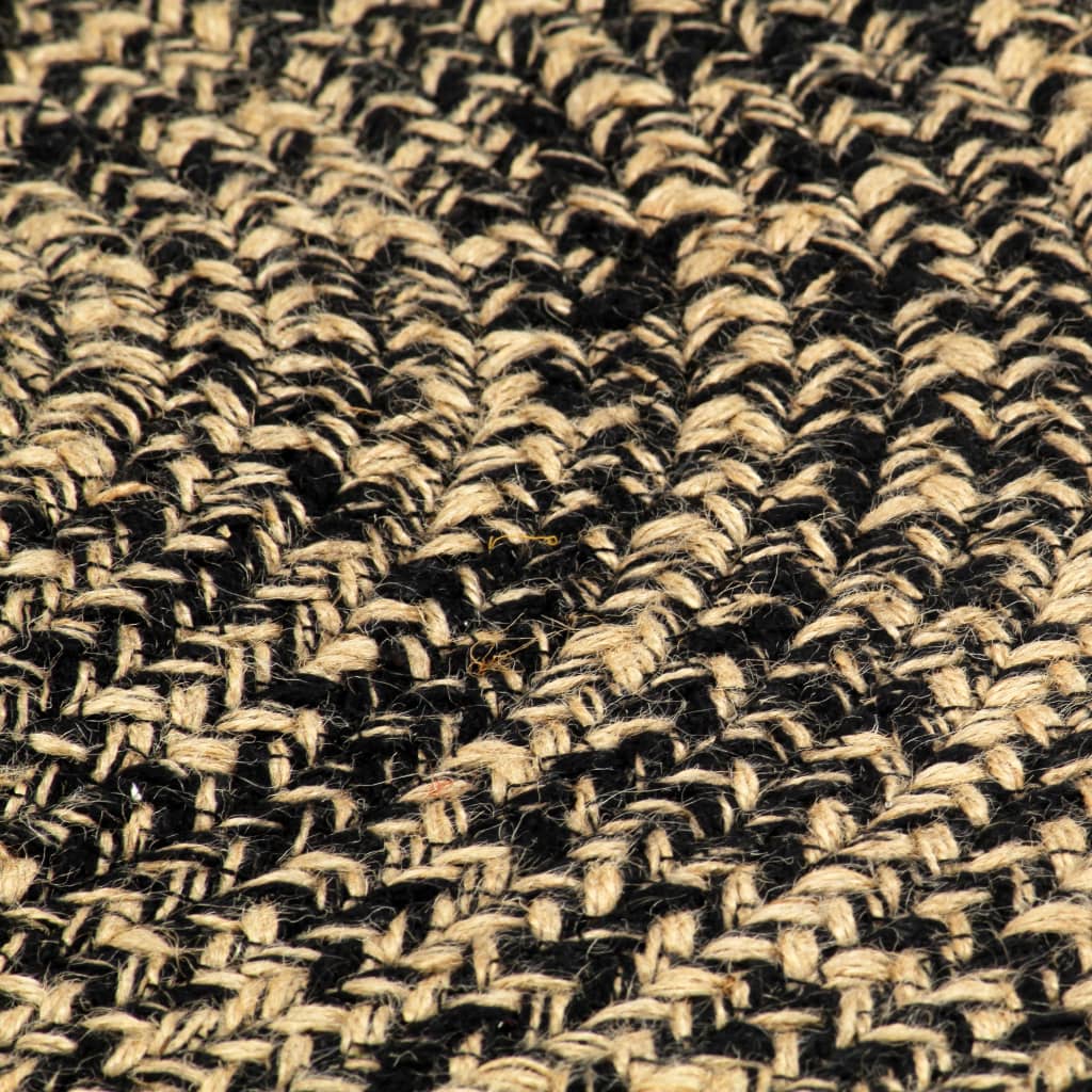 vidaXL Ръчно тъкан килим от юта, черен и естествен цвят, 150 см
