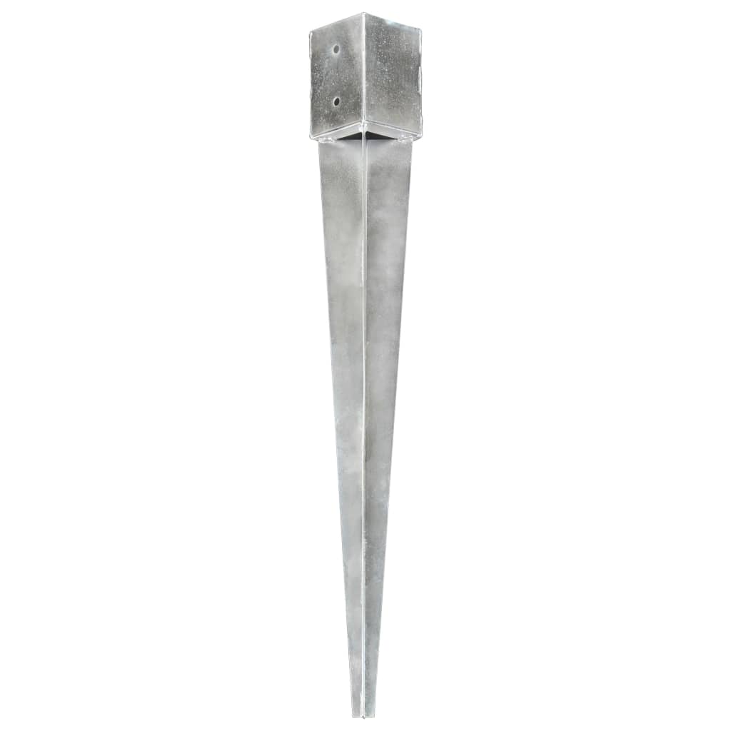 vidaXL Заземителни колове 2 бр сребро 12x12x89 см поцинкована стомана