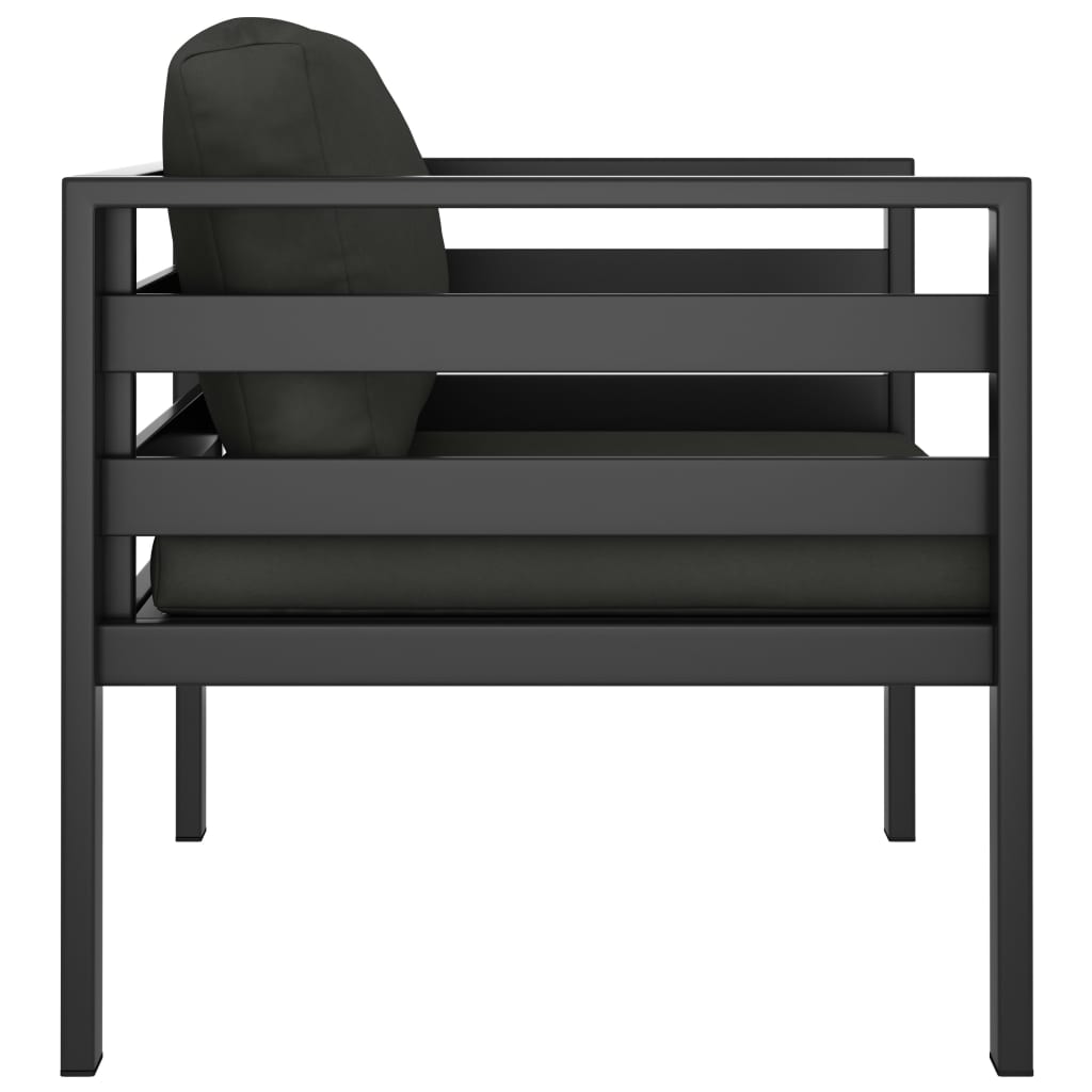vidaXL Кресла с възглавници, 2 бр, алуминий, антрацит