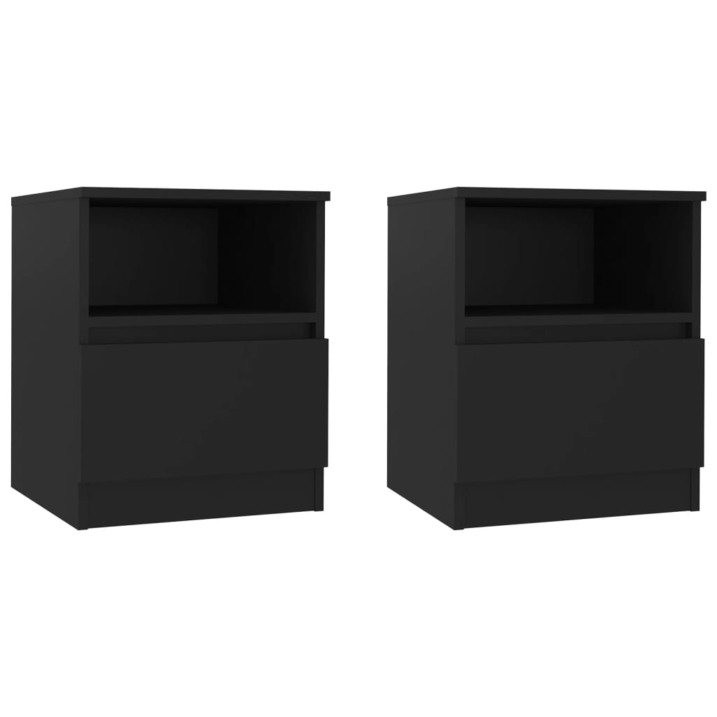 vidaXL Нощни шкафчета, 2 бр, черни, 40x40x50 см, ПДЧ