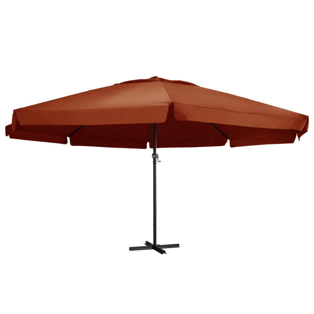 vidaXL Градински чадър с алуминиев прът, 600 см, теракота