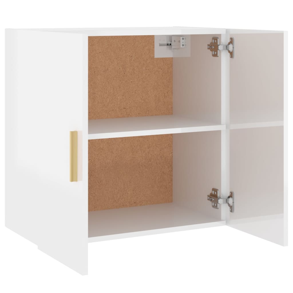vidaXL Стенен шкаф, бял гланц, 60x30x60 см, инженерно дърво