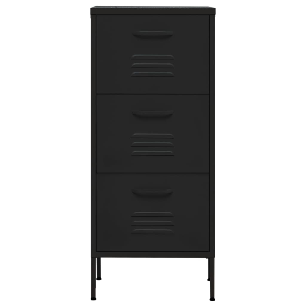 vidaXL Шкаф за съхранение, черен, 42,5x35x101,5 см, стомана
