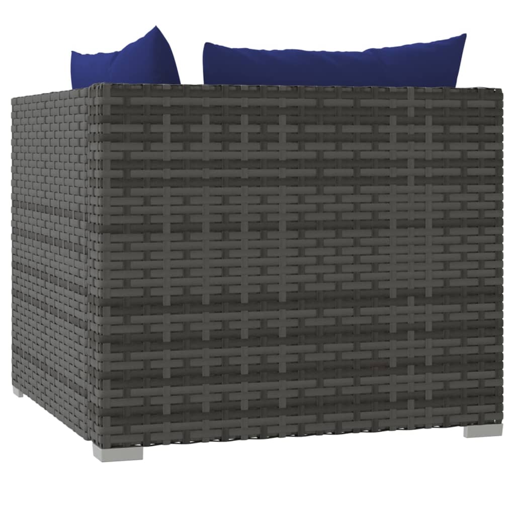 vidaXL 2-местен диван с възглавници, сив, полиратан
