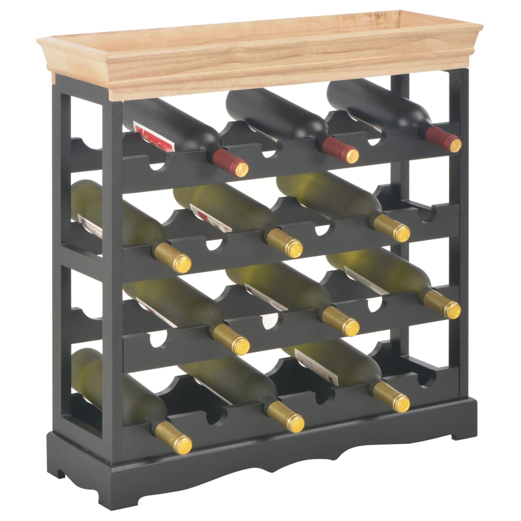 vidaXL Шкаф за вино, черен, 70x22,5x70,5 см, МДФ