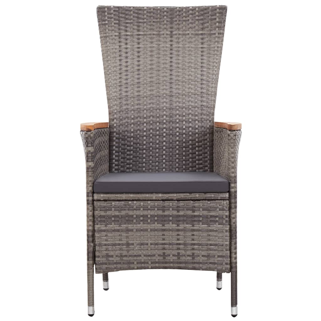 vidaXL Външни столове с възглавници, 2 бр, полиратан, сиви
