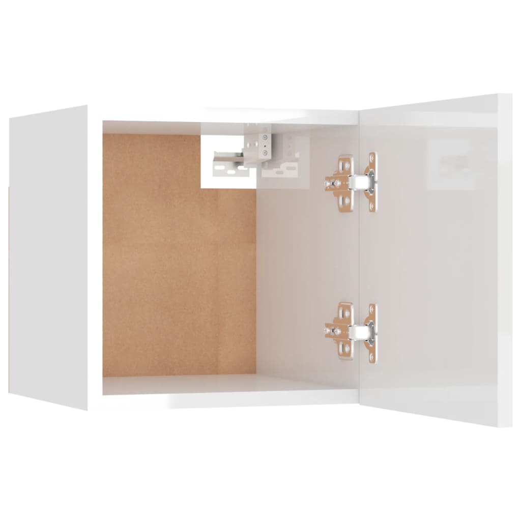 vidaXL ТВ шкаф за стенен монтаж, бял гланц, 30,5x30x30 см
