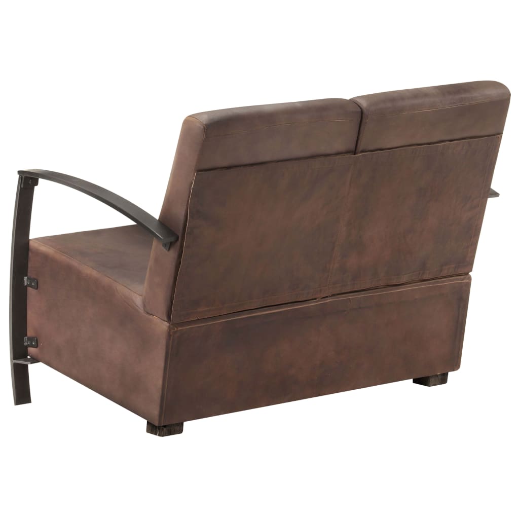 vidaXL 2-местен диван, състарено кафяво, естествена кожа