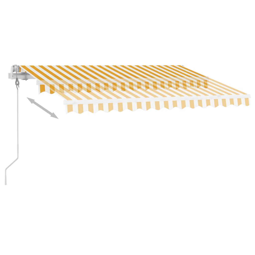 vidaXL Автоматичен сенник LED и сензор за вятър 300x250 см жълто/бяло
