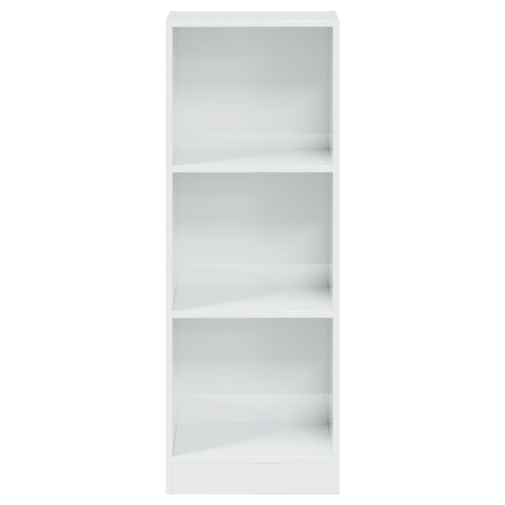 vidaXL 3-етажна библиотека, бял гланц, 40x24x108 см, ПДЧ