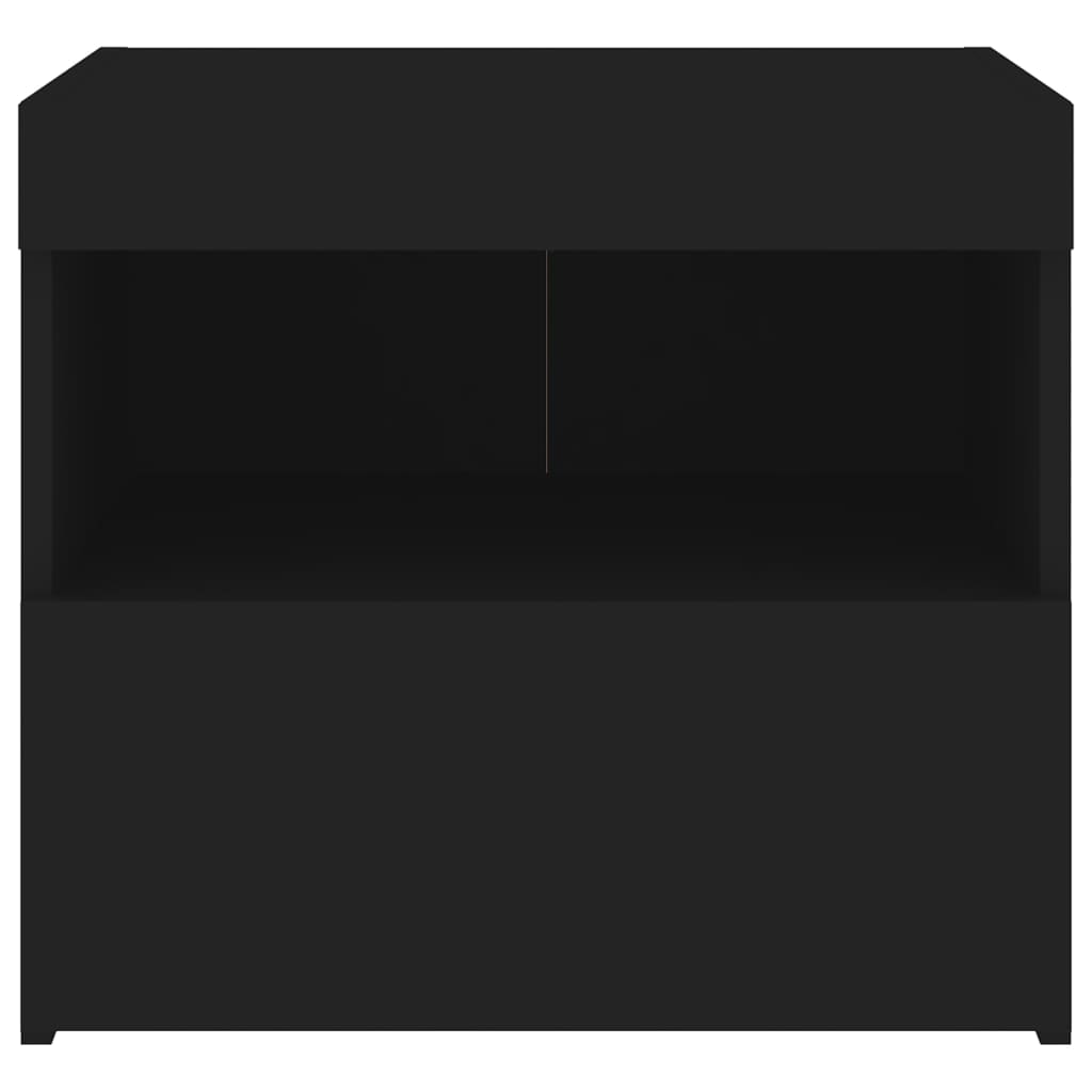 vidaXL Нощно шкафче с LED осветление, черни, 50x40x45 см
