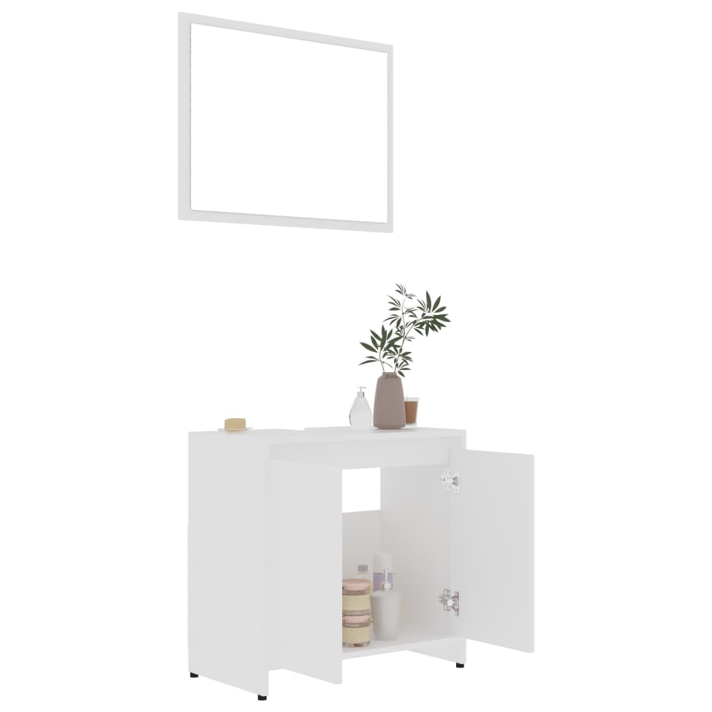 vidaXL Комплект мебели за баня от 3 части, бял, ПДЧ