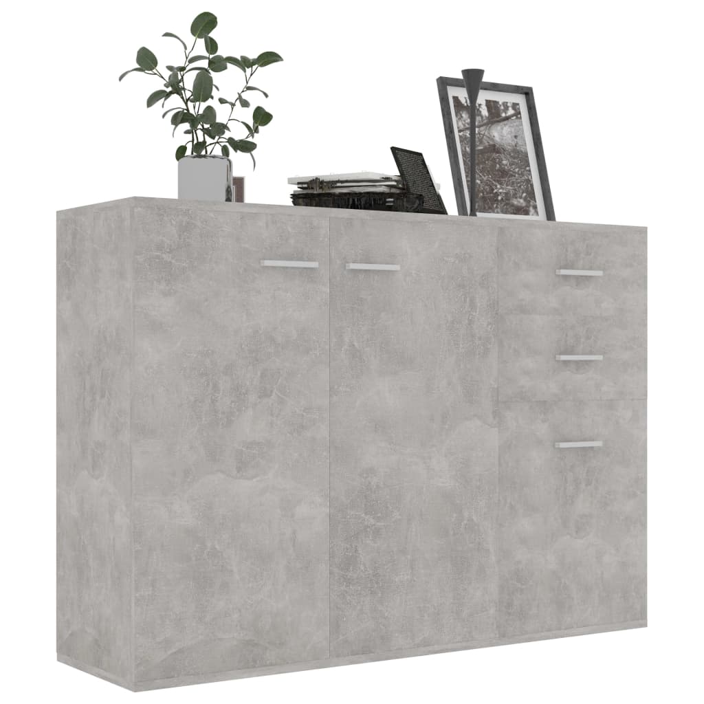 vidaXL Бюфет, бетонно сив, 105x30x75 см, ПДЧ