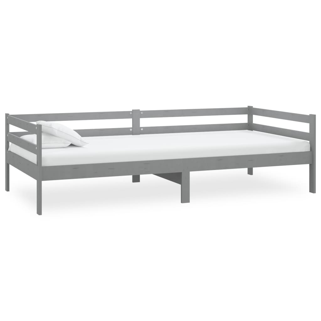 vidaXL Дневно легло, сиво, бор масив, 90х200 см