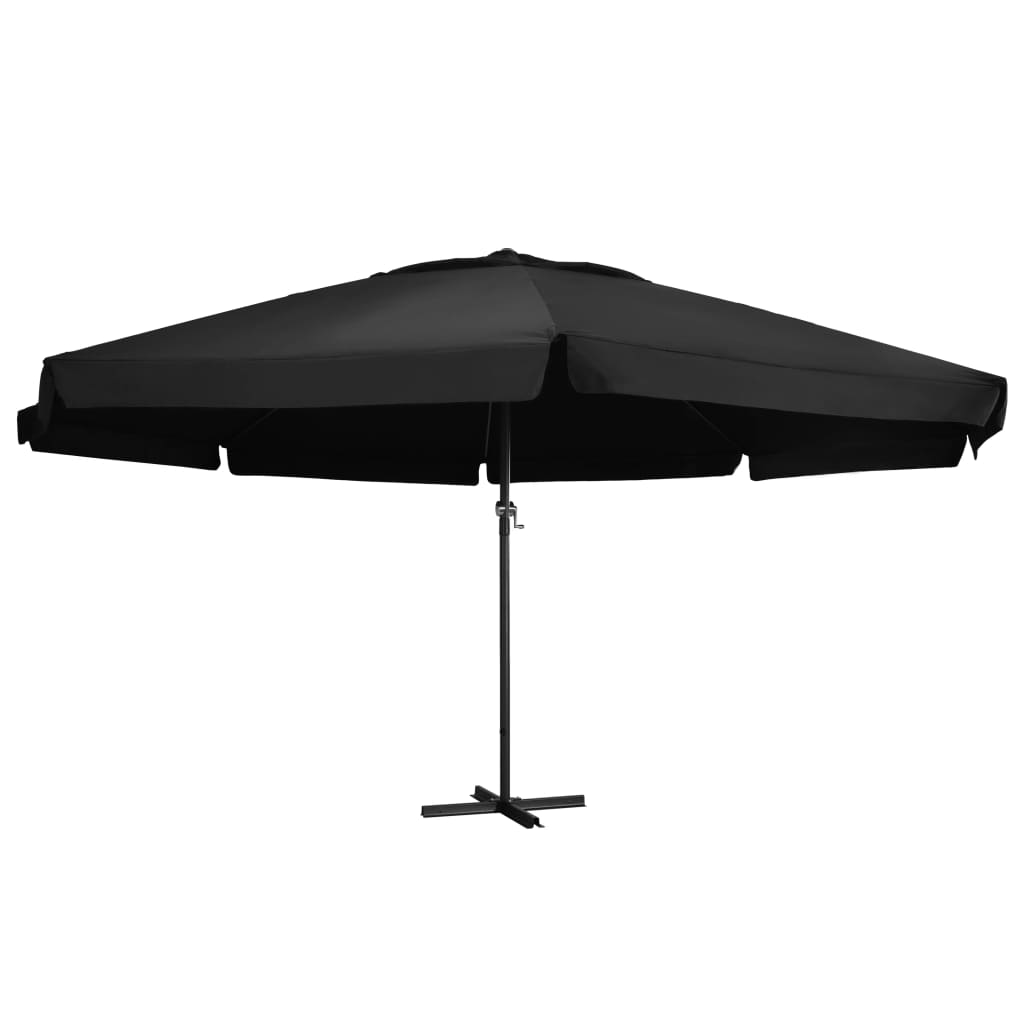vidaXL Градински чадър с алуминиев прът, 600 см, черен