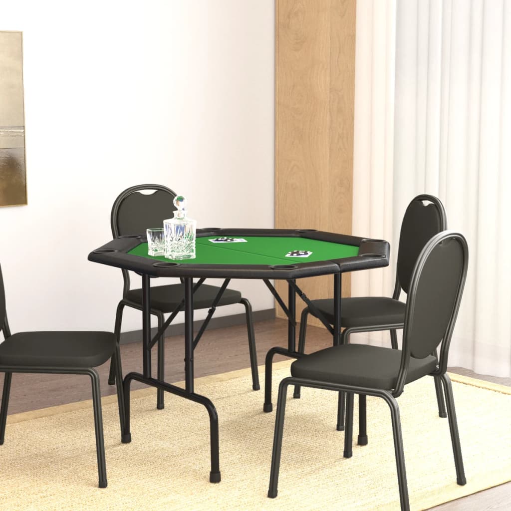 vidaXL Сгъваема покер маса за 8 играча, зелена, 108x108x75 см