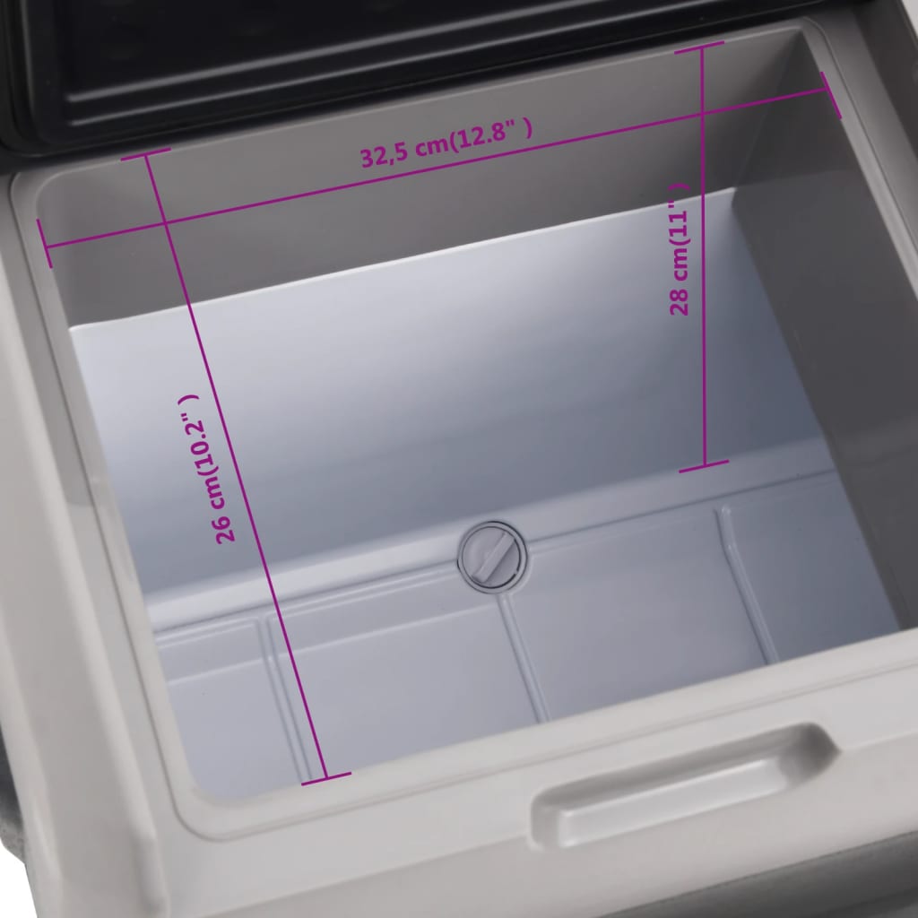 vidaXL Хладилна кутия с колелца и адаптер черно/сиво 30 л полипропилен
