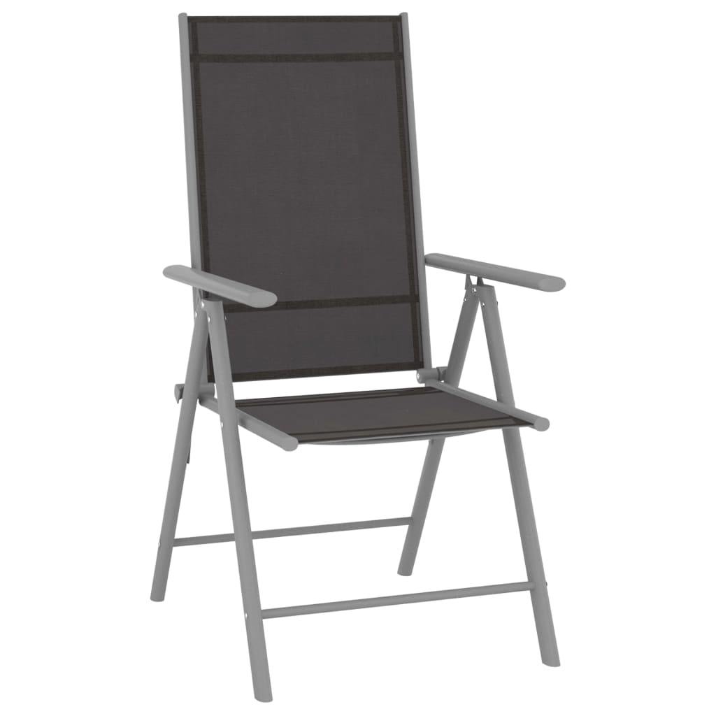 vidaXL Сгъваеми градински столове, 2 бр, Textilene, черни