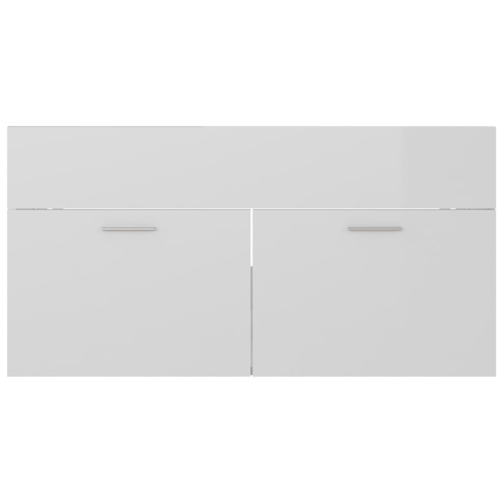 vidaXL Комплект мебели за баня, 2 части, бял гланц, ПДЧ