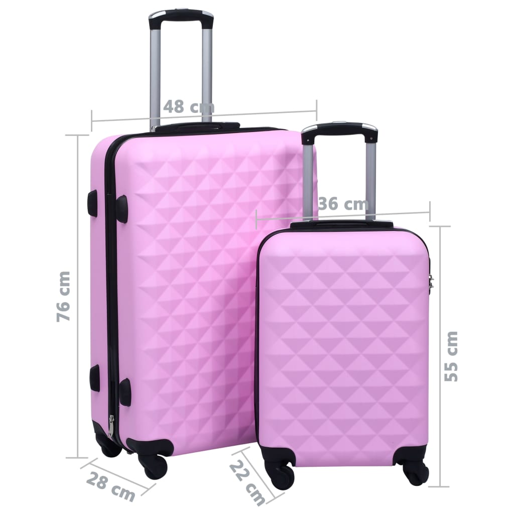 vidaXL Комплект твърди куфари с колелца, 2 бр, розов, ABS