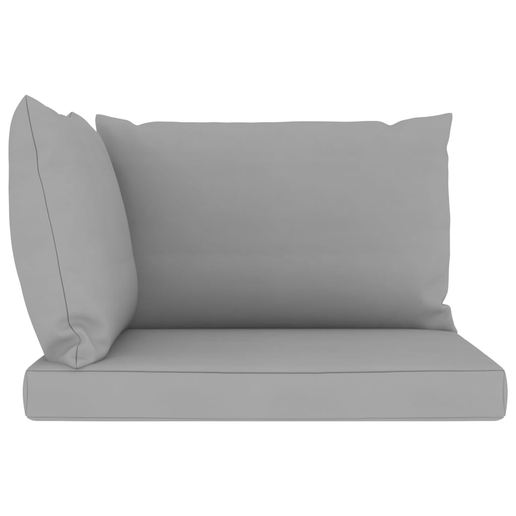 vidaXL Градински 2-местен диван от палети със сиви възглавници бор