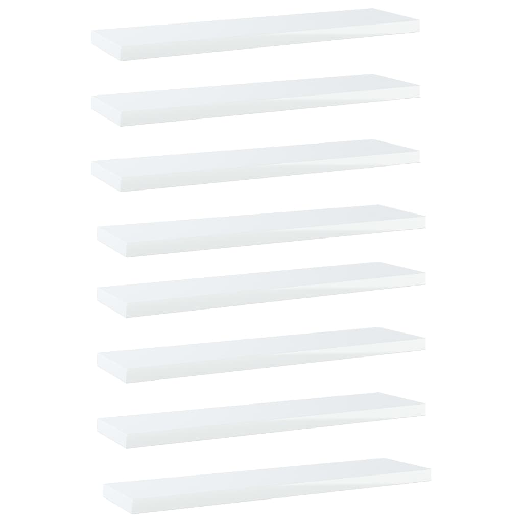 vidaXL Рафтове за етажерка, 8 бр, бял гланц, 40x10x1,5 см, ПДЧ