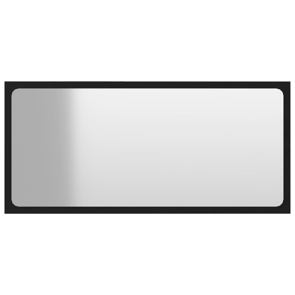 vidaXL Огледало за баня, черно, 80x1,5x37 см, ПДЧ