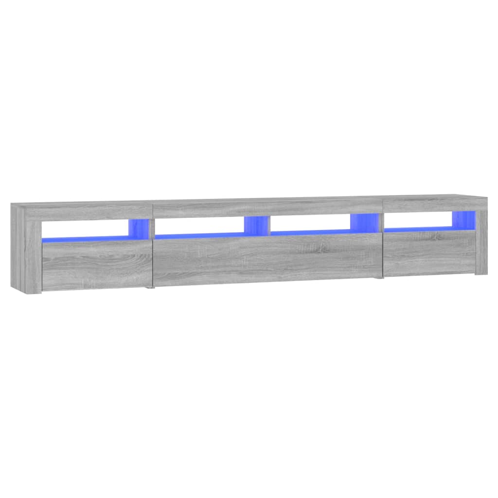 vidaXL ТВ шкаф с LED осветление, сив сонома, 240x35x40 см