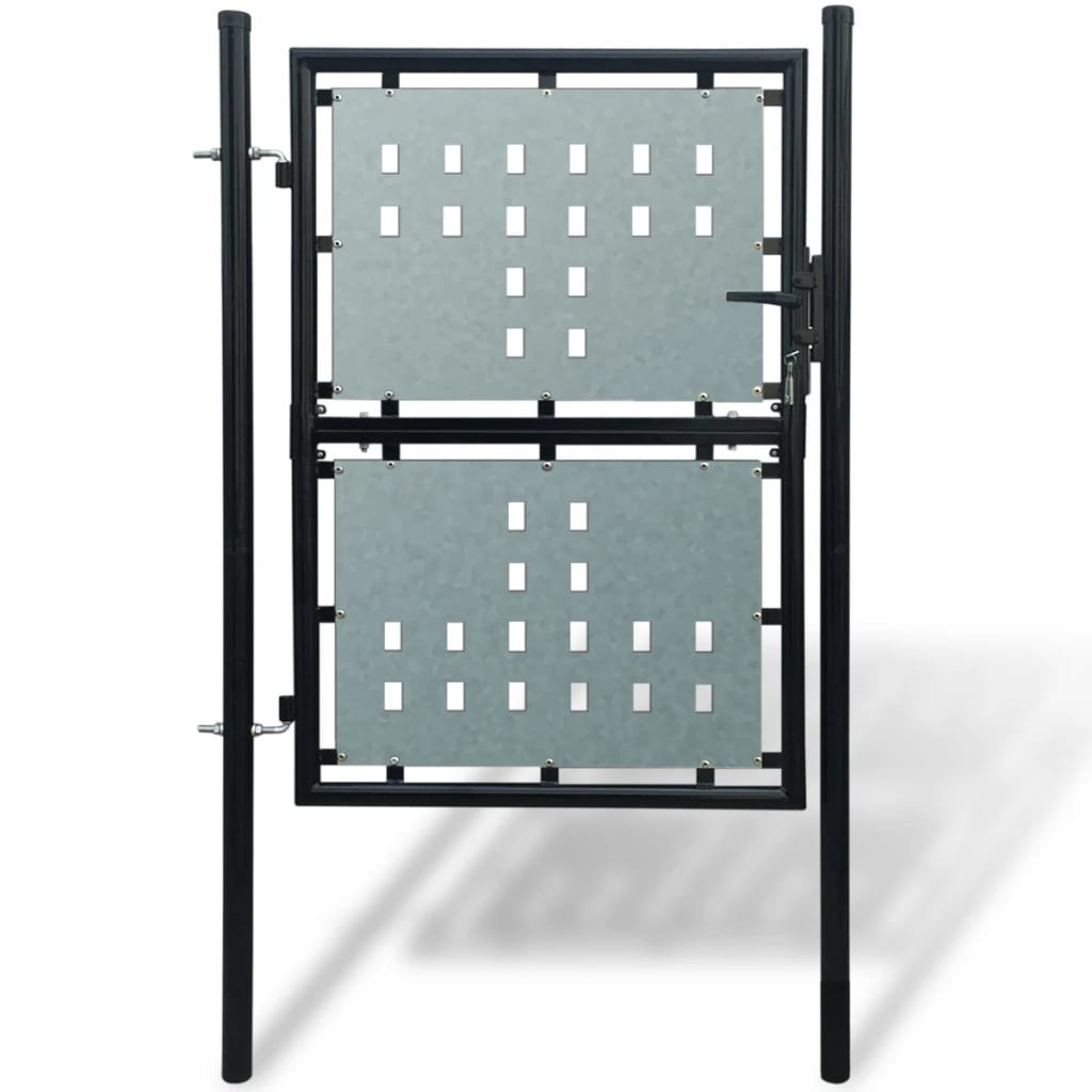 vidaXL Единична оградна врата,100x200 см, черна