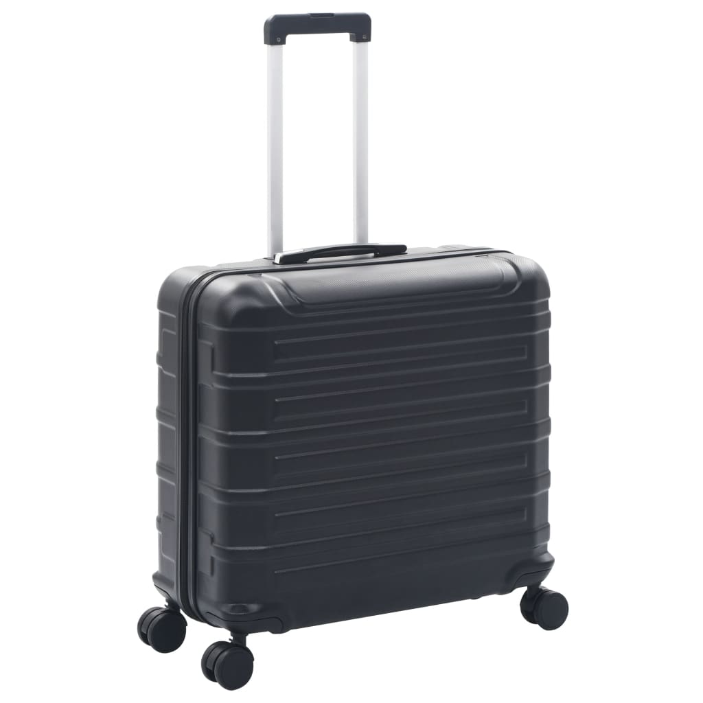 vidaXL Комплект твърди куфари с колелца, 2 бр, черни, ABS