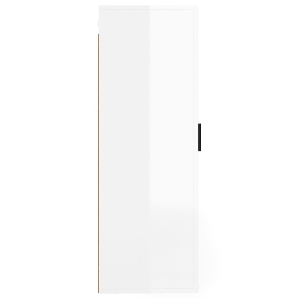 vidaXL ТВ шкаф за стенен монтаж, бял гланц, 40x34,5x100 см