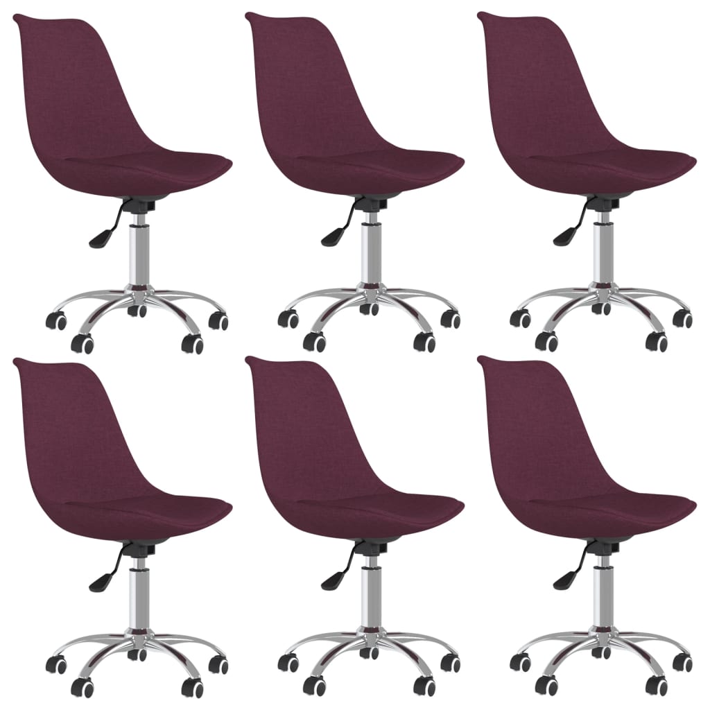vidaXL Въртящи се трапезни столове, 6 бр, лилави, текстил