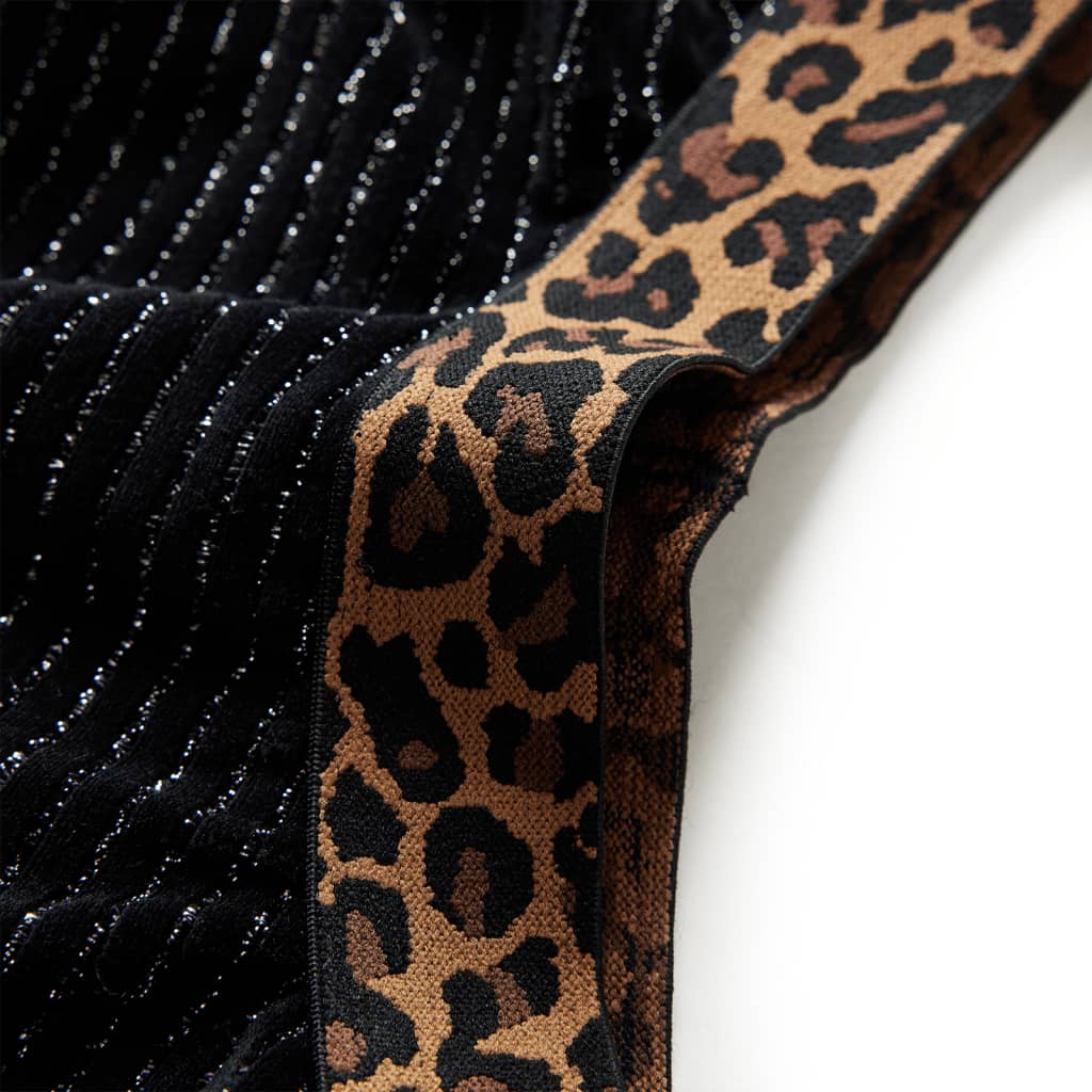 Детска пола с леопардова лента, черна, 92