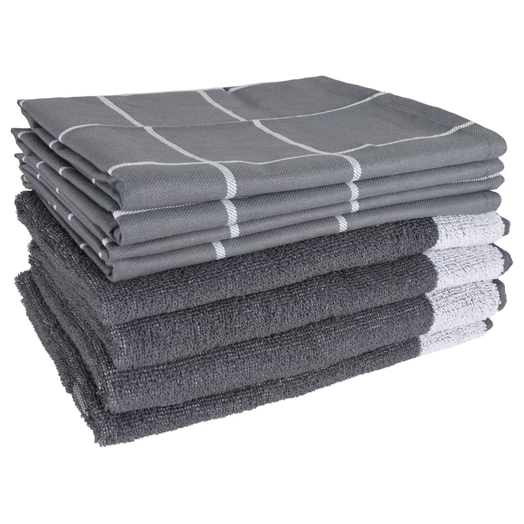 vidaXL Комплект кърпи от 12 части, сив, памук