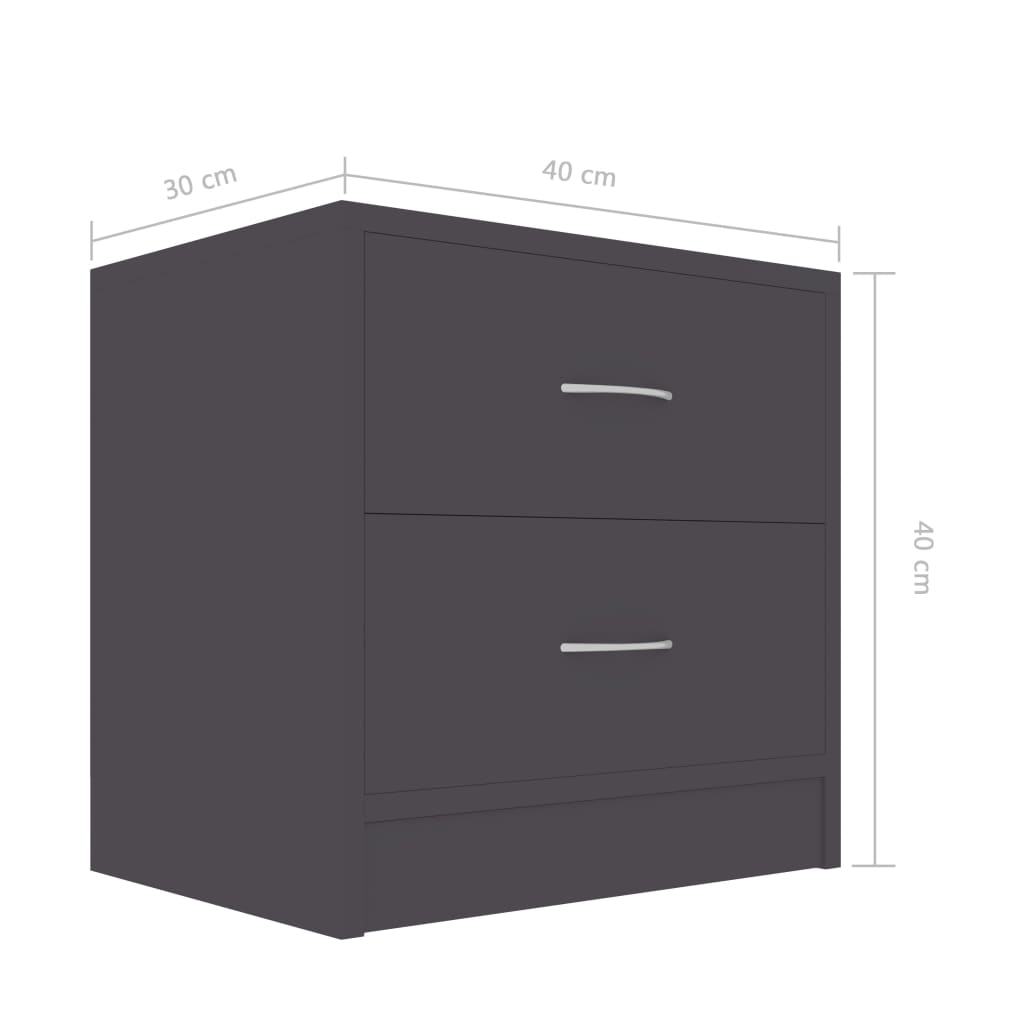 vidaXL Нощно шкафче, сиво, 40x30x40 см, ПДЧ