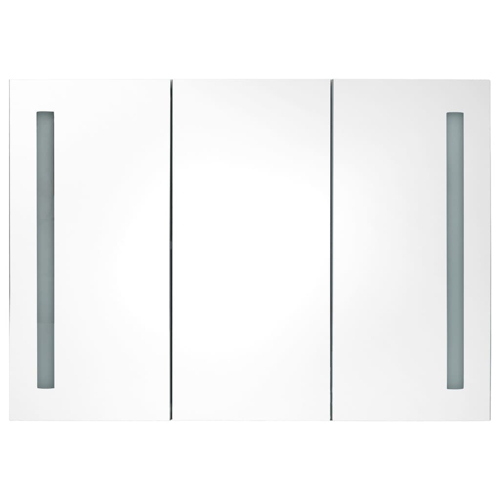 vidaXL LED шкаф с огледало за баня, 89x14x62 см, сияйно черно