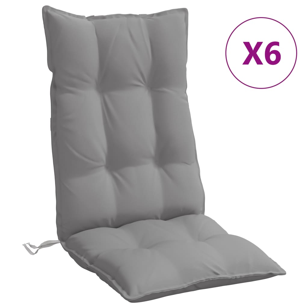 vidaXL Възглавници за стол с висока облегалка 6 бр сиви Оксфорд плат