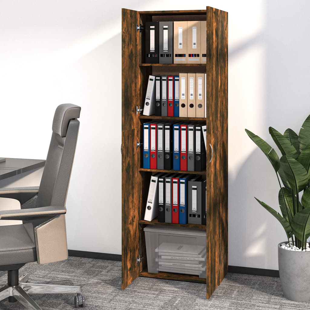 vidaXL Офис шкаф, опушен дъб, 60x32x190 см, инженерно дърво
