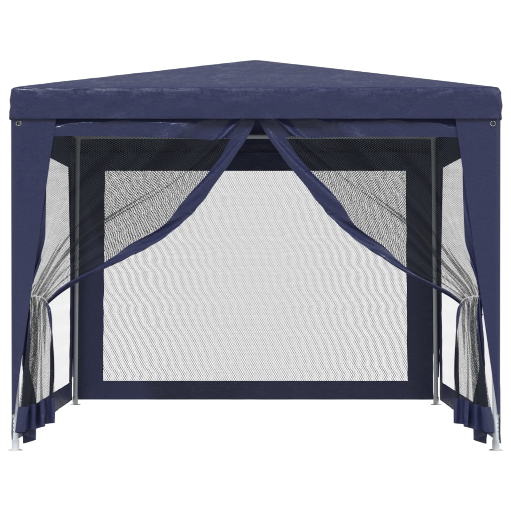 vidaXL Парти палатка с 4 мрежести странични стени, синя, 3x3 м, HDPE